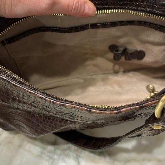 Vintage Brahmin Brown Leather Croc Small Shoulder Purse - Picture 6 of 8